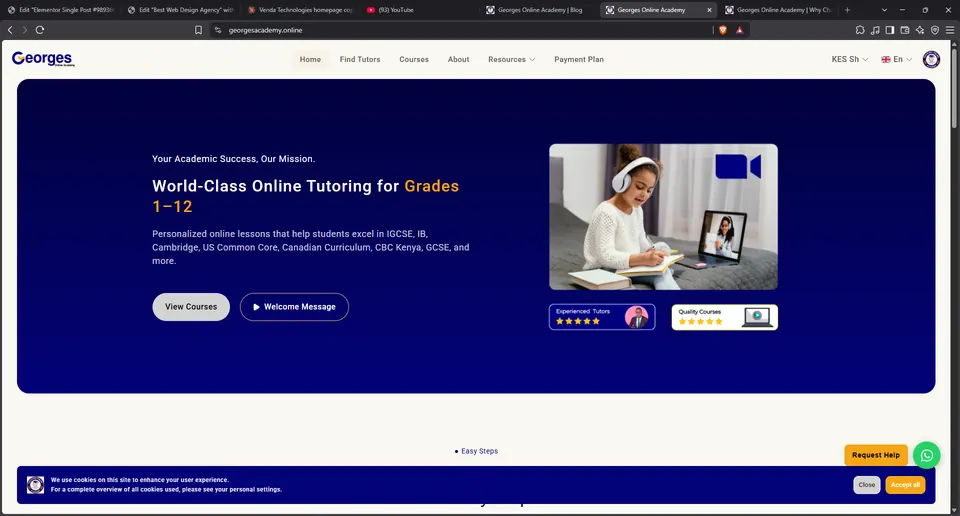 Georges Online Academy website on a desktop screen