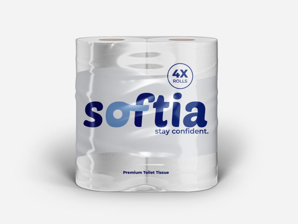 Softia: Engineering a Premium Brand Identity from the Ground Up 6 11 Toilet Rolls Mockup 4x